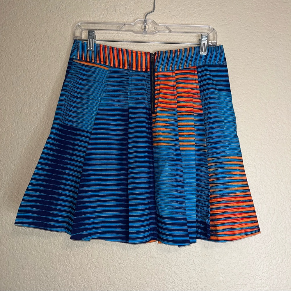 Plenty By Tracy Reese Blue and Orange A-Line Pleated Skirt Sz 4 - Picture 9 of 12